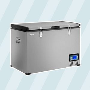 COSTWAY Chest Freezer, 100-Quart Compressor Travel Car Freezer, -0.4°F to 50°F, Portable and Compact Vehicle Electric Cooler Fridge, for Meat, Vegetable and Drinks, for Car, Home, Camping, Truck Party