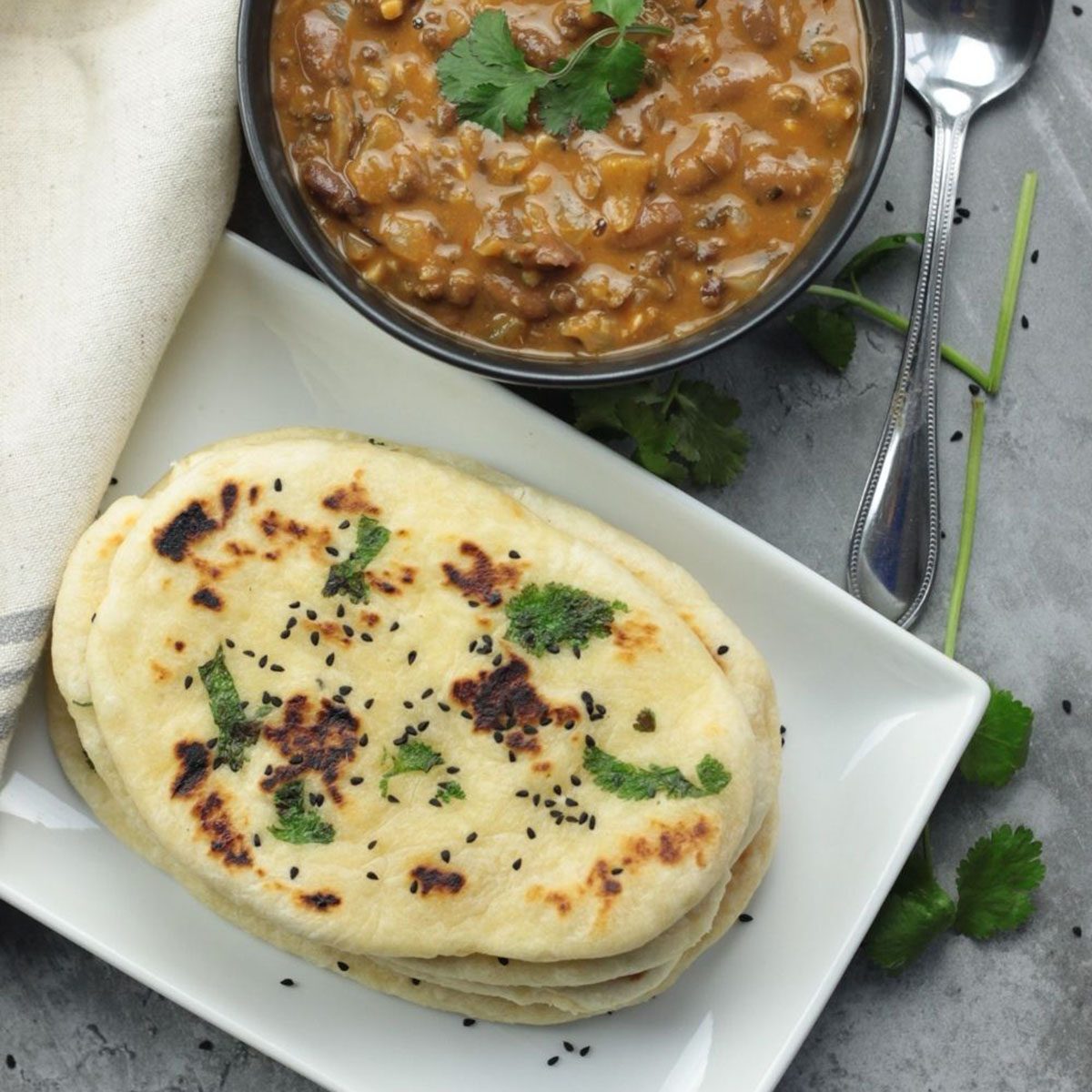 how to make naan finish product beside soup bowl