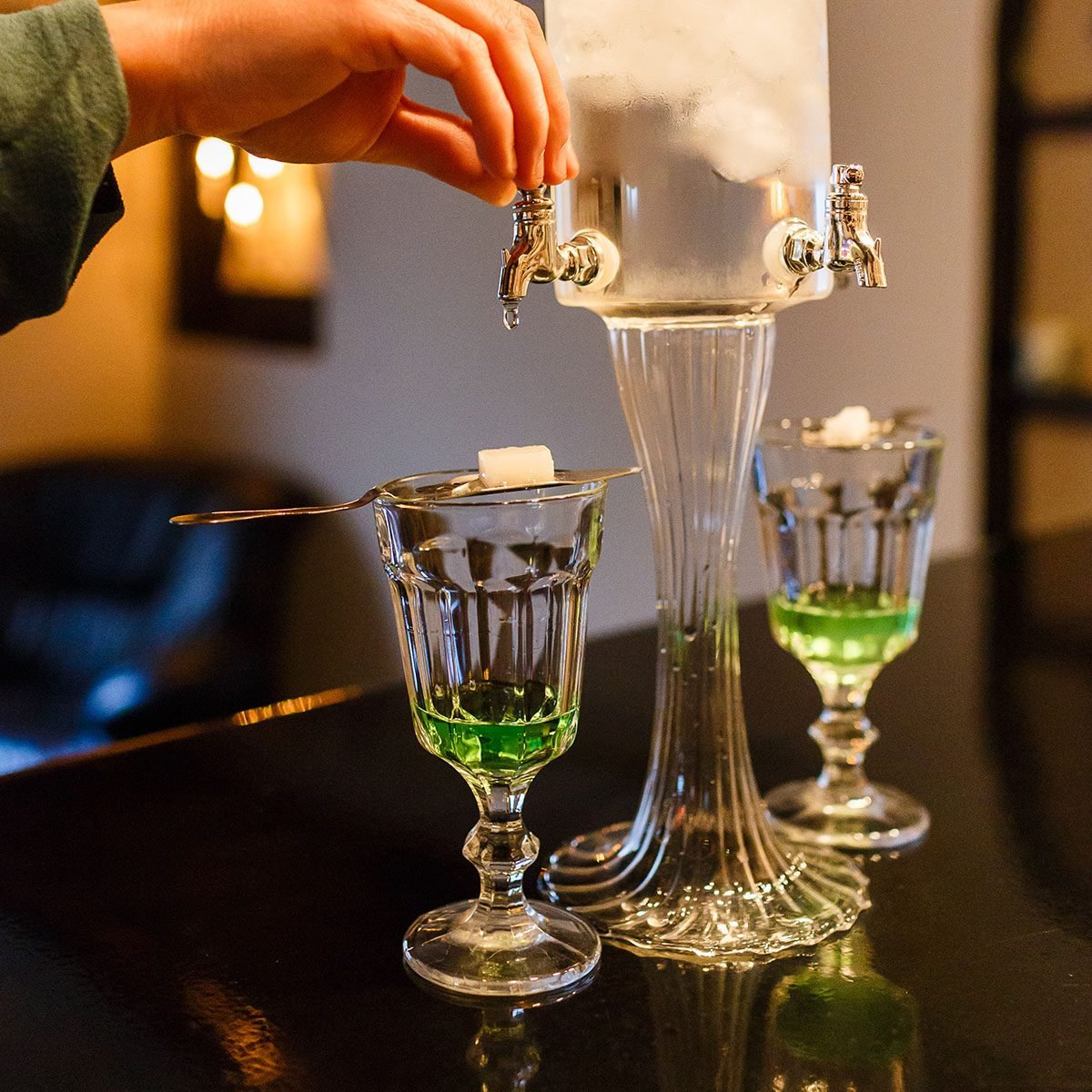Absinthe drip on sugar cube