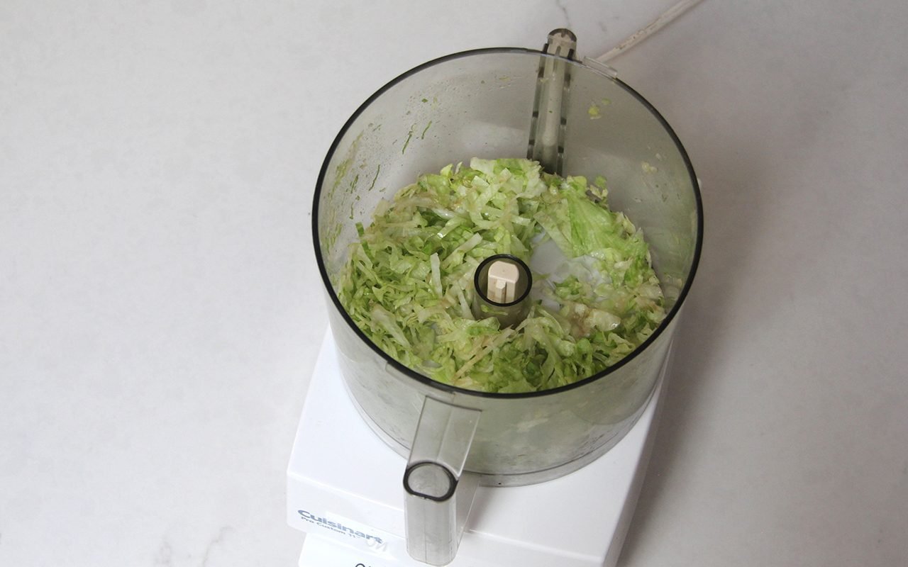 Lettuce in a food processor