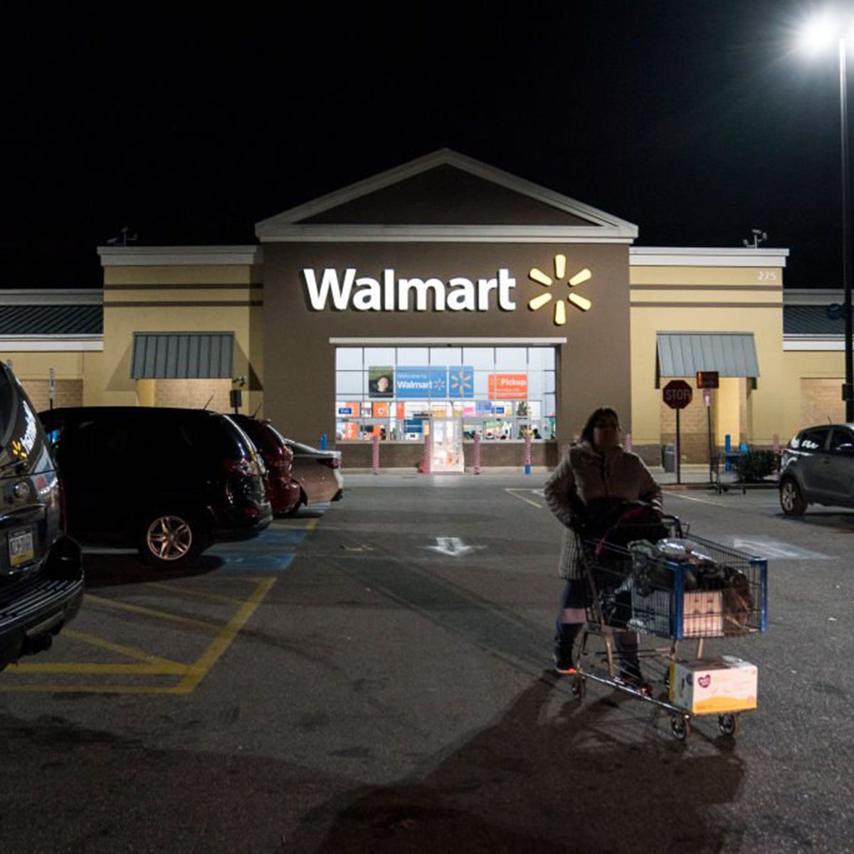 Walmart exterior at night