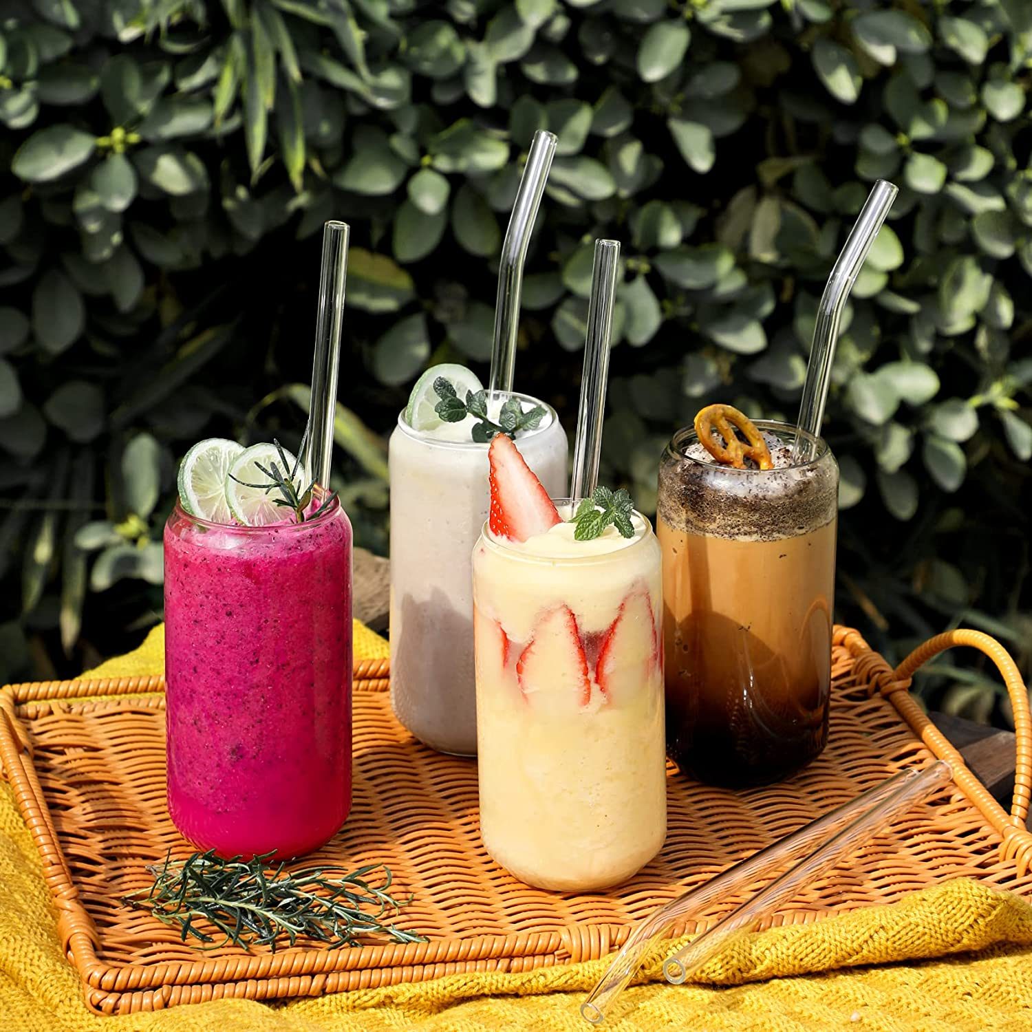 Netany 12 Pack Reusable Glass Straws Ecomm Via Amazon.com