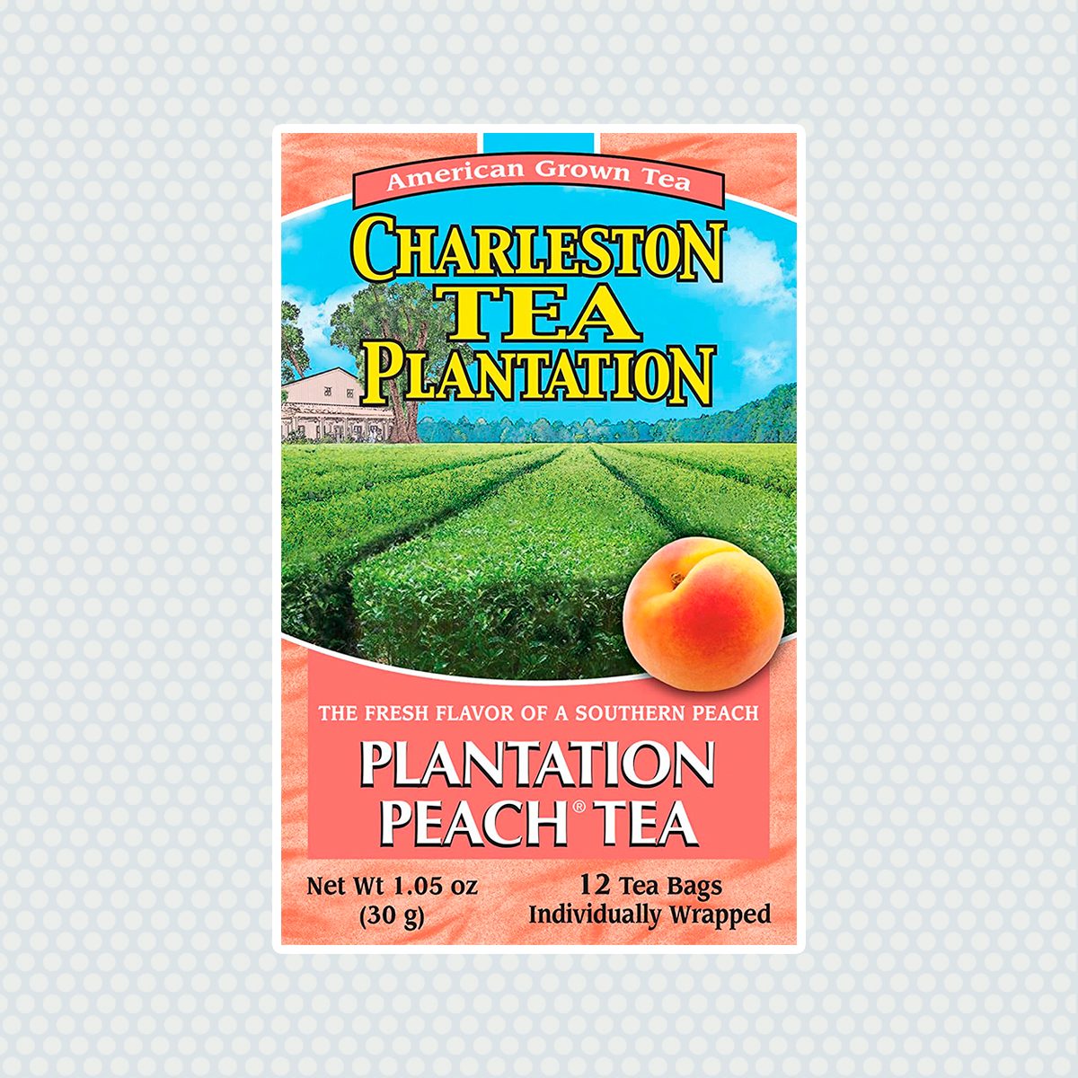 Charleston Tea Garden Pyramid Teabags, Plantation Peach, 12 Count
