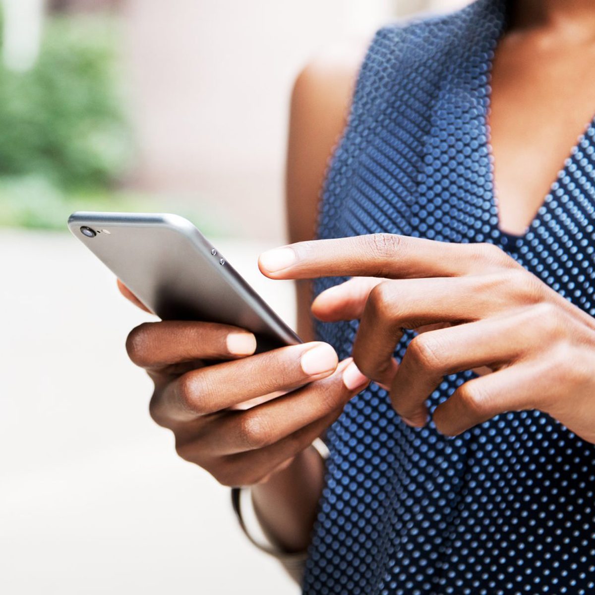 Close up of woman using mobile