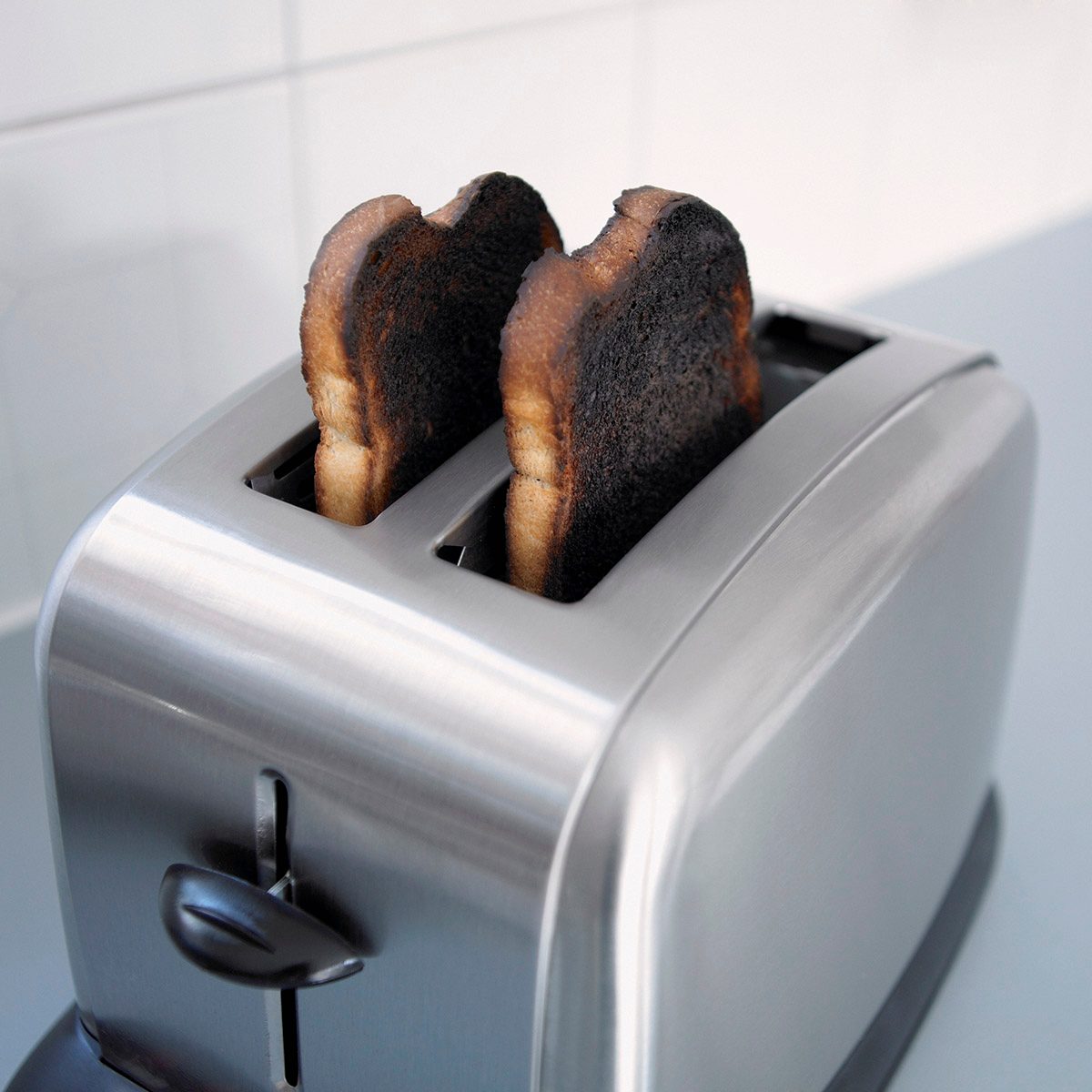 Burnt toast in toaster