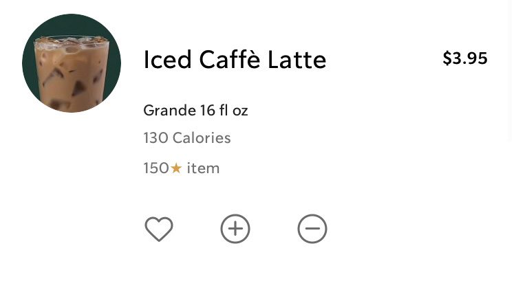 Iced Latte order at Starbucks