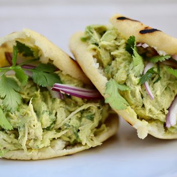 Reina Pepiada Arepas from Venezuela. Includes Chicken Avocado Salad