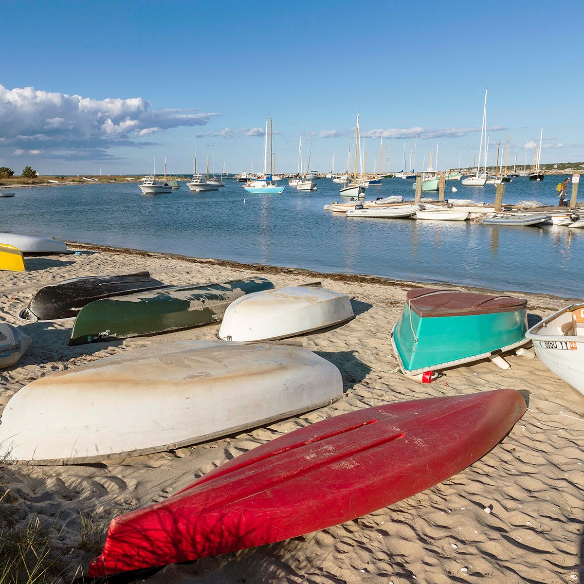 EASTVILLE, VINEYARD HAVEN, MASSACHUSETTS, UNITED STATES - 2012/09/24: Rowboats and sailboats at Vineyard Haven harbor. (Photo by John Greim/LightRocket via Getty Images)
