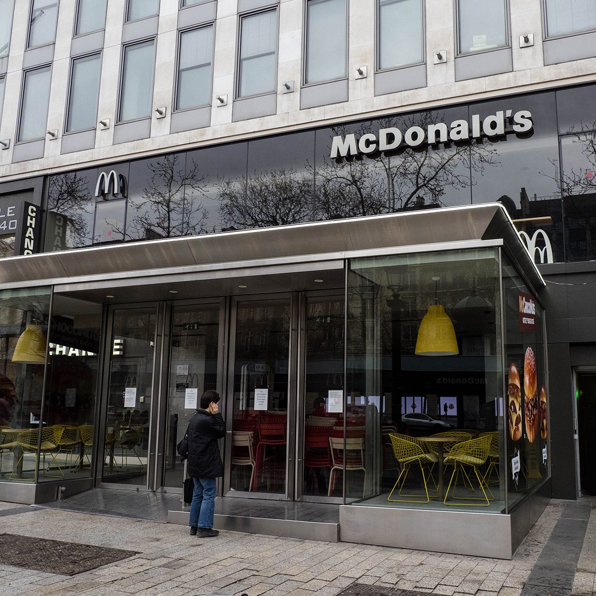 PARIS, FRANCE - MARCH 16: General view of a closed McDonald