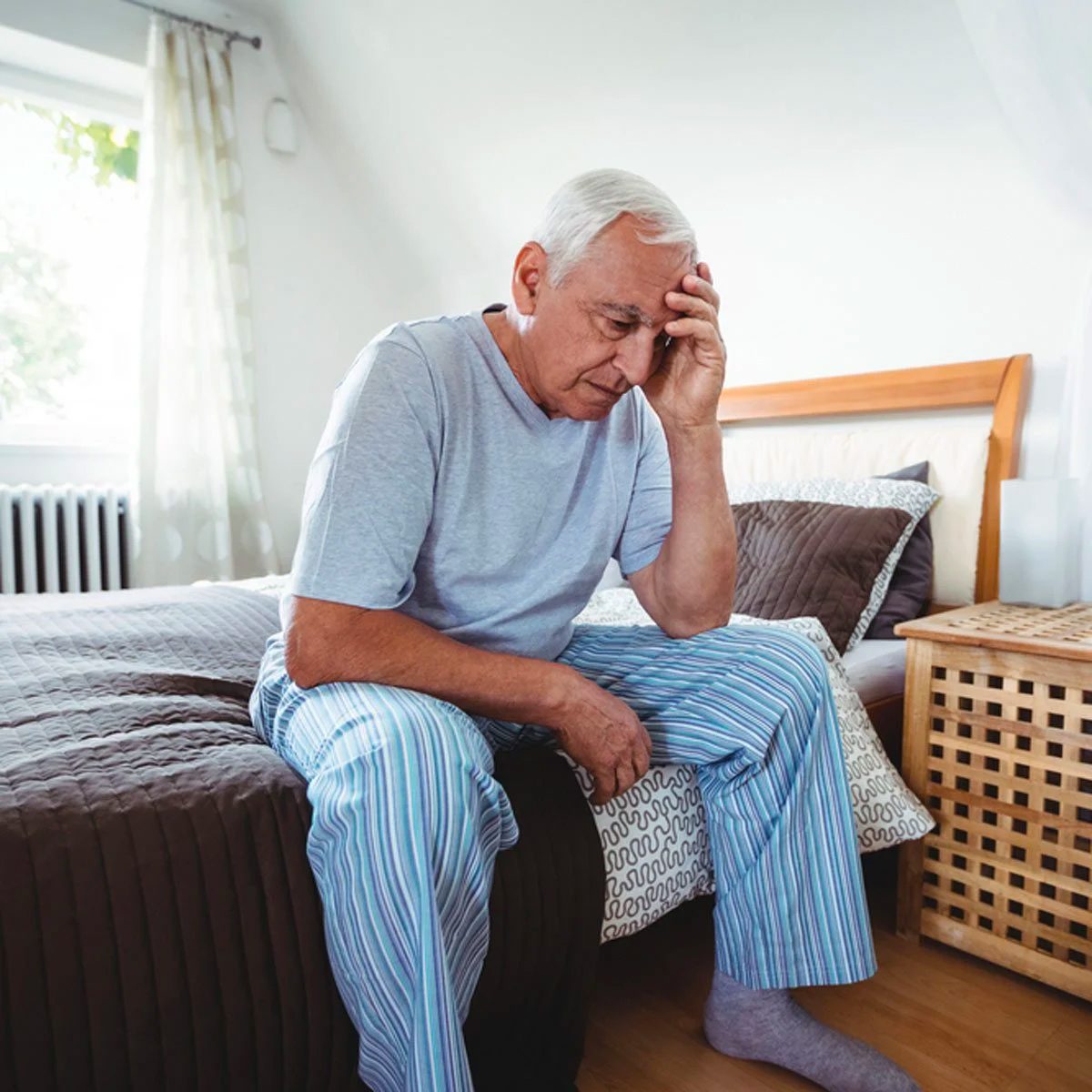 Old Man Bed Sick Cold