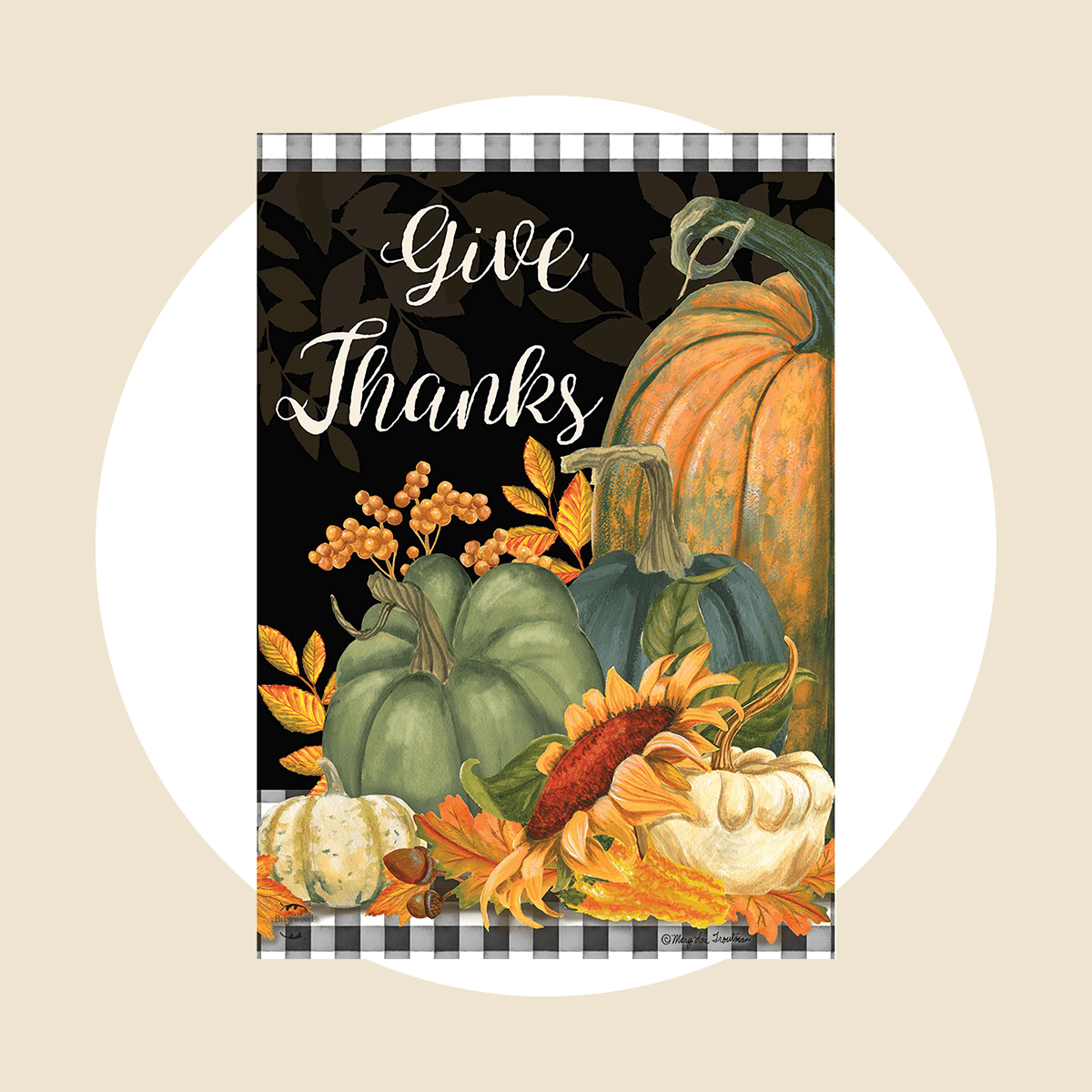 Checkered Give Thanks Primitive Garden Flag Ecomm Via Walmart.com
