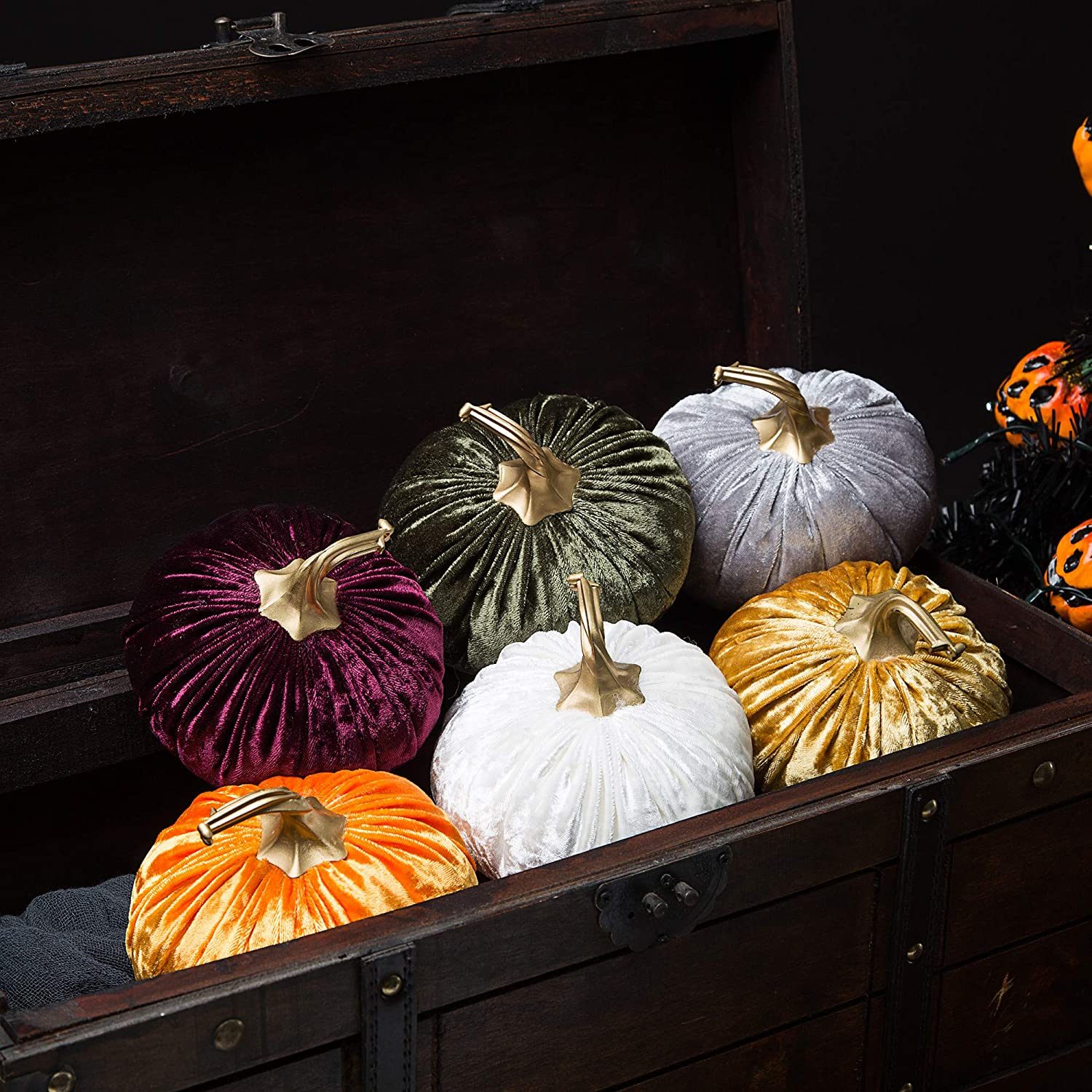 Ogrmar Set Of 6 Pack Handmade Velvet Pumpkins Decor Ecomm Via Amazon.com