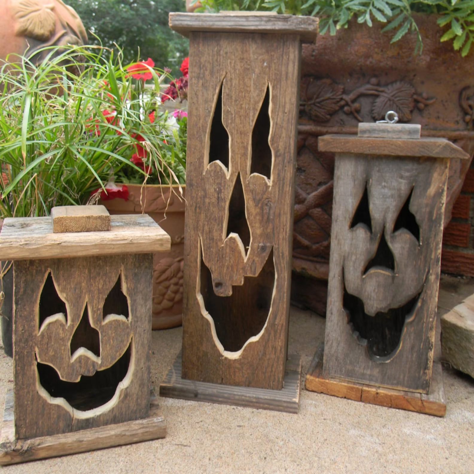 Wood Lantern Jack O Lantern Rustic Worn Wood Ecomm Via Etsy.com