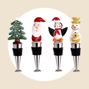 Waytosuc 4 Pack Christmas Wine Beverage Bottle Stoppers Gift Set Via Amazon