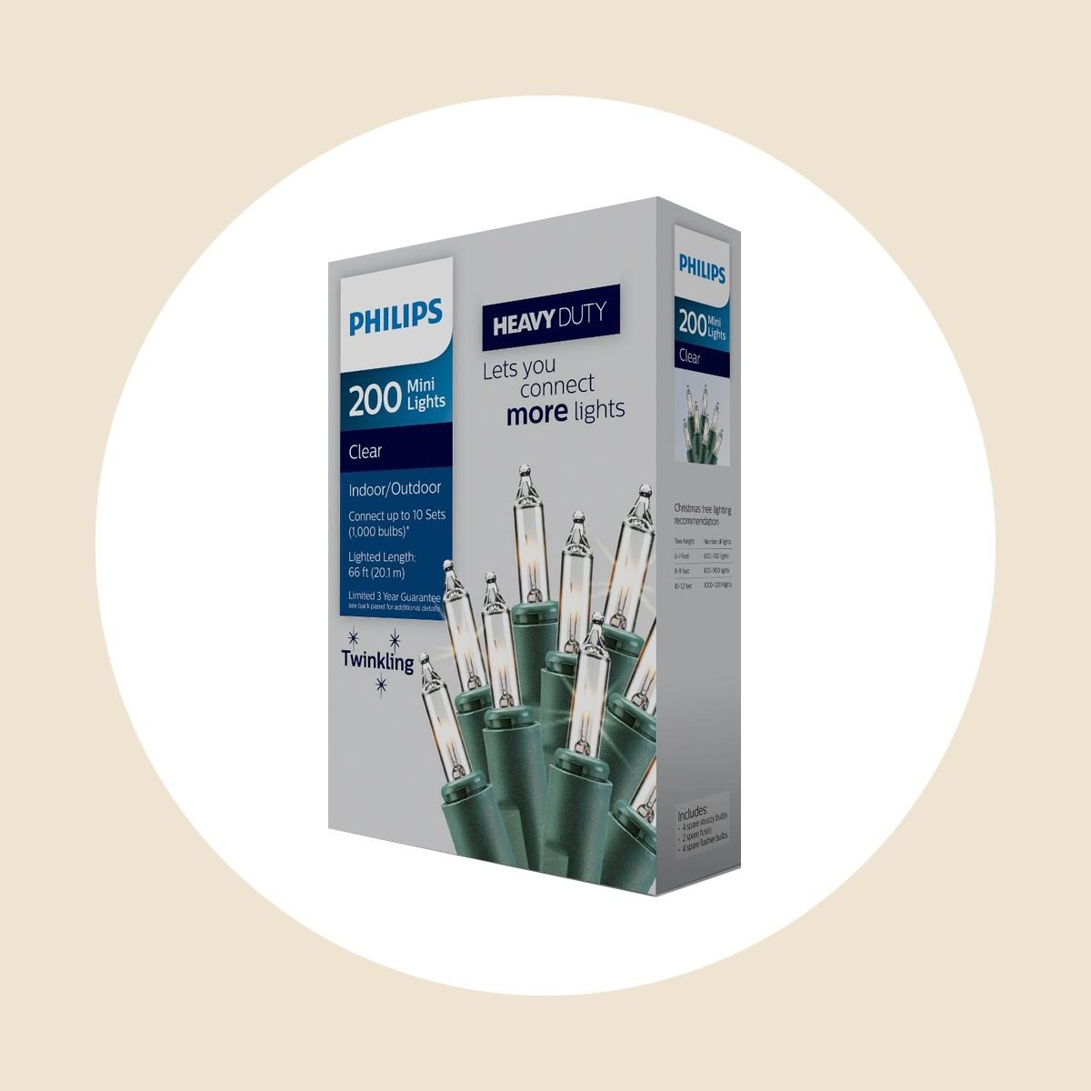 Philips 200ct Incandescent Twinkle Heavy Duty Smooth Mini String Lights Clear With Green Wire