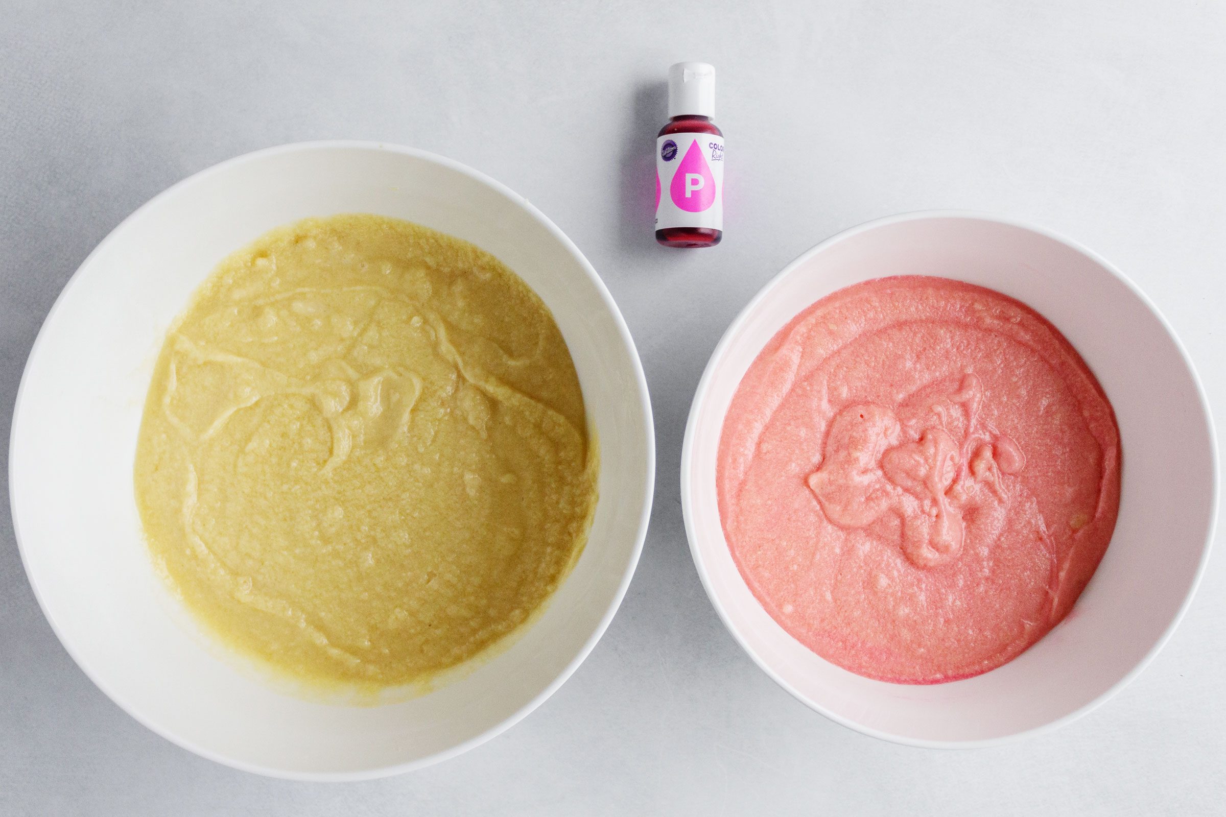 Battenberg Cake food coloring batter