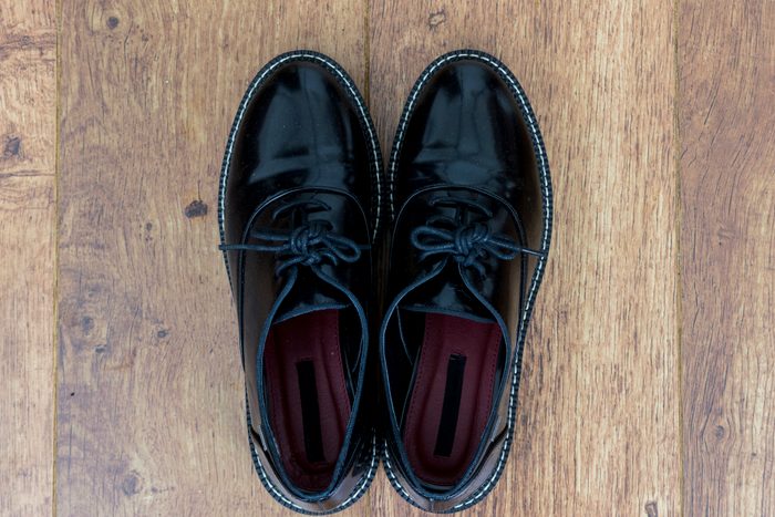 Smart flat black professional shoes that have been polished
