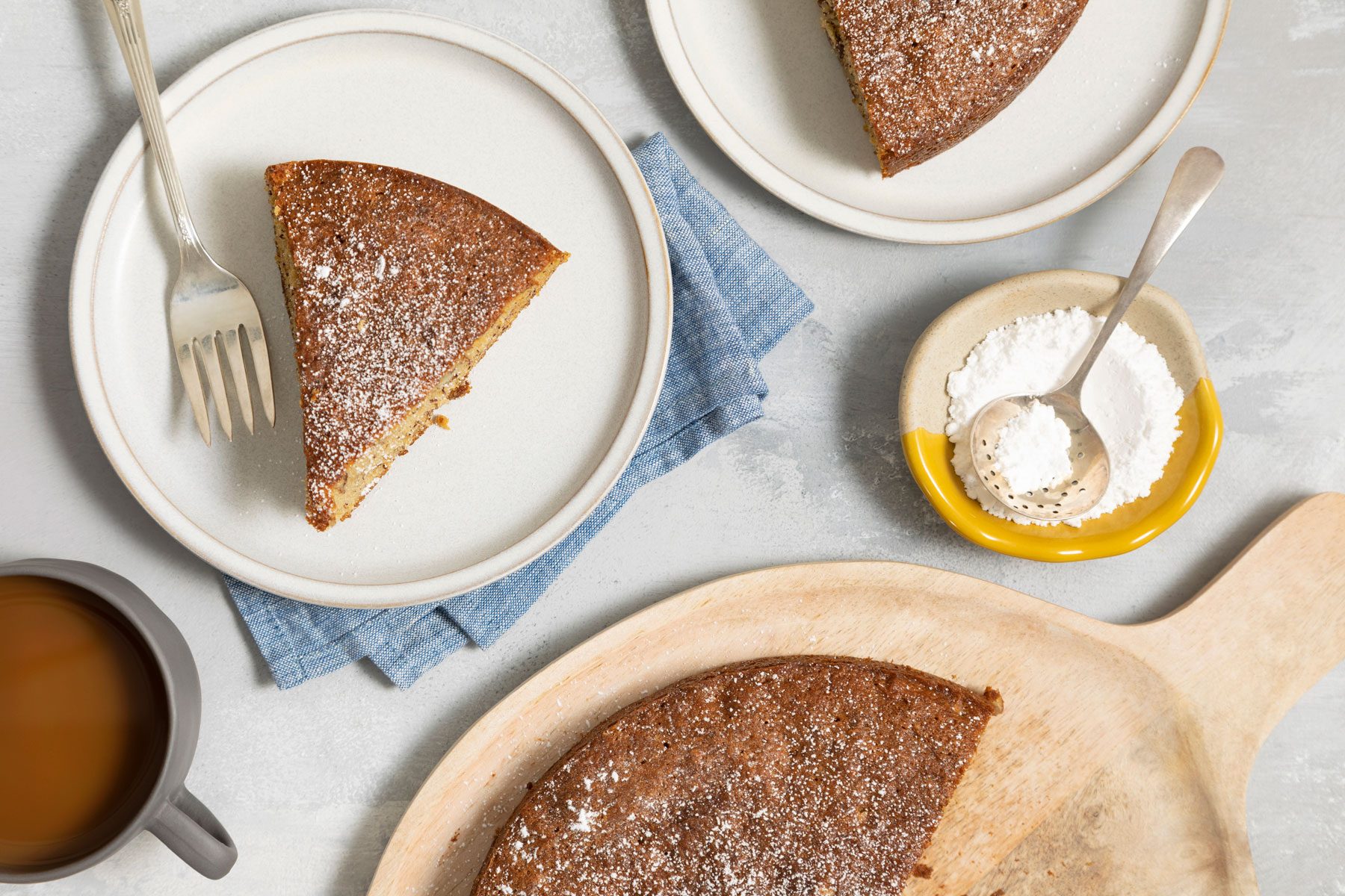 Slices of Air Fryer Banana Bread in a plate