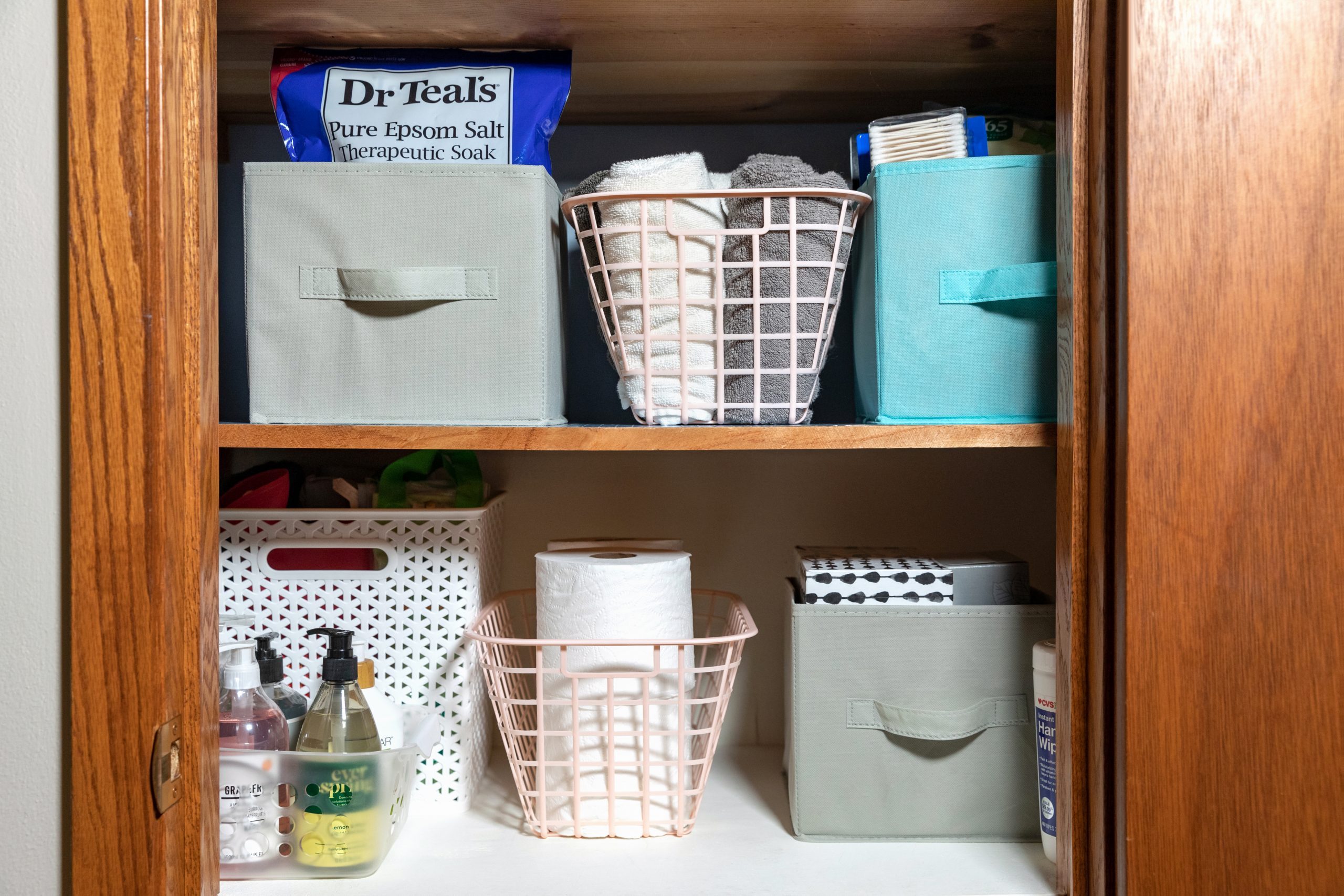 dollar tree linen closet bin