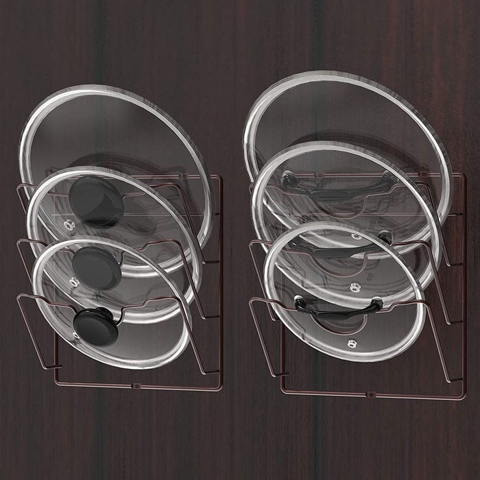 2 Pack Simple Houseware Cabinet Door Wall Mount Pot Lid Organizer Rack