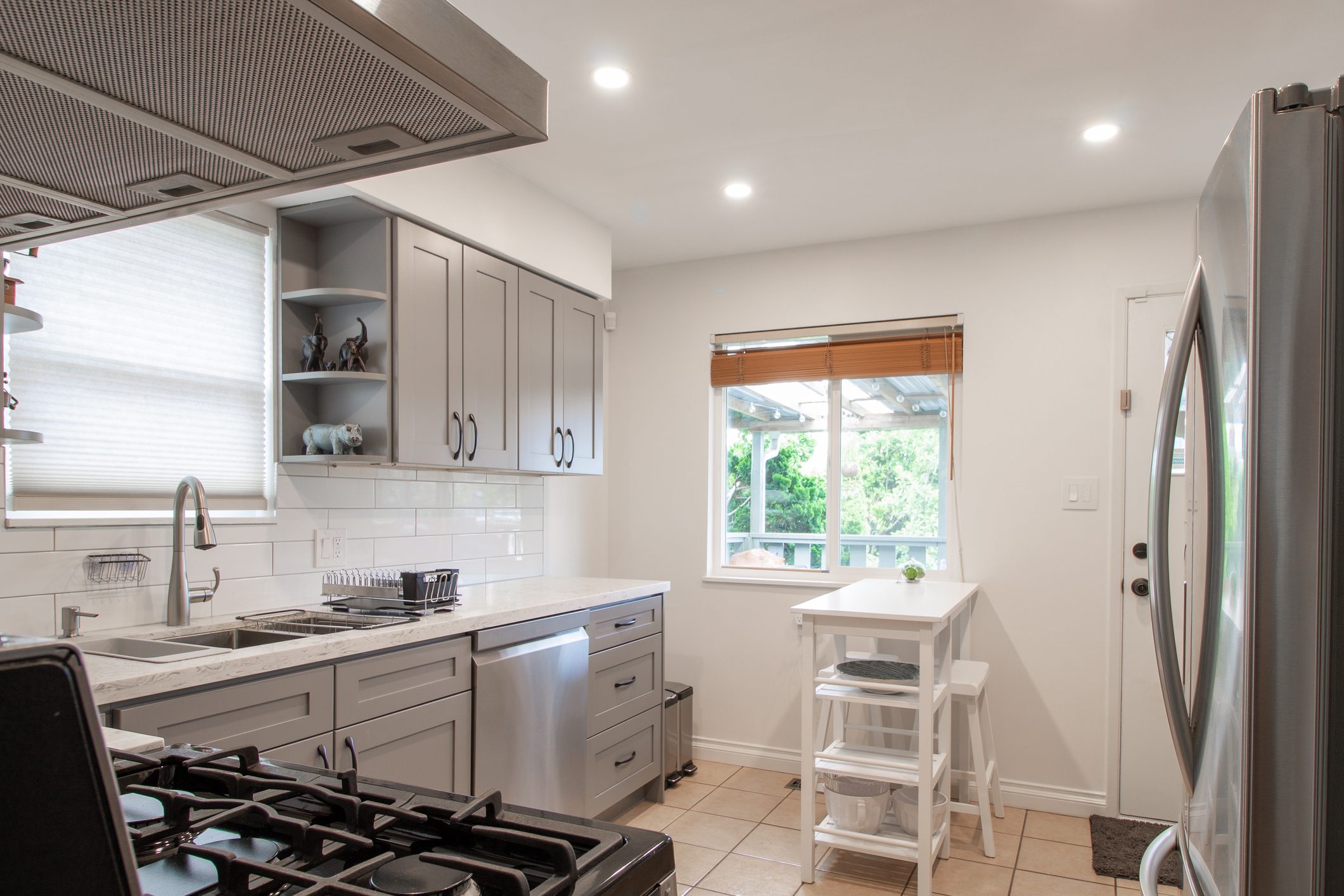Beautiful Kitchen in Luxury Home with Stainless Steel stock photo