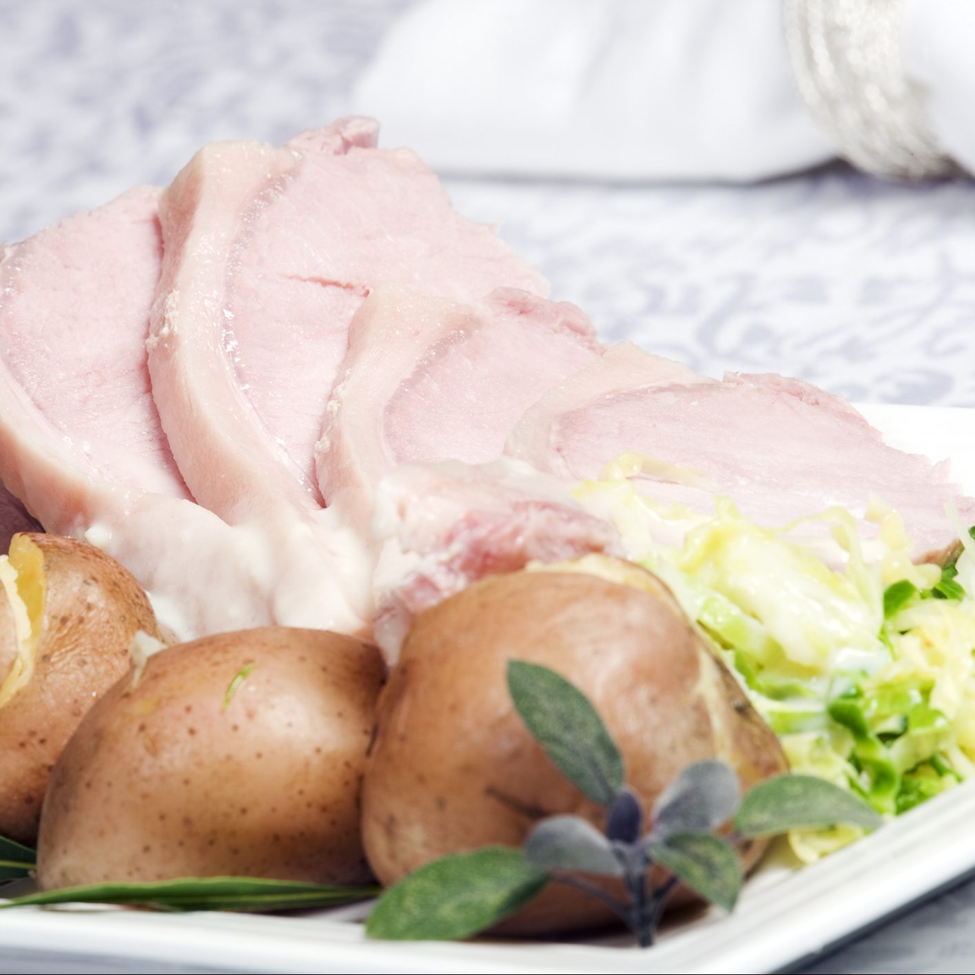 Traditional Irish boiled bacon and cabbage