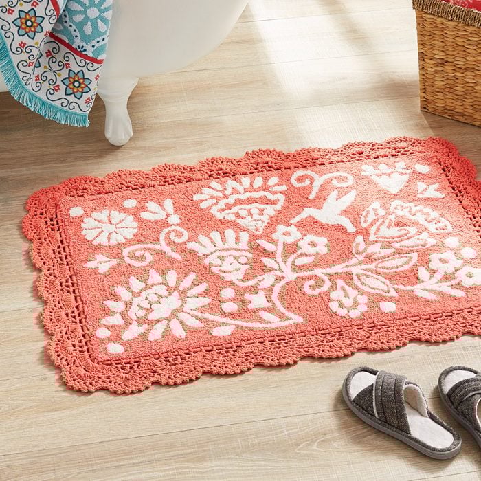 The Pioneer Woman Mazie Two Color Floral Crochet Bath Rug