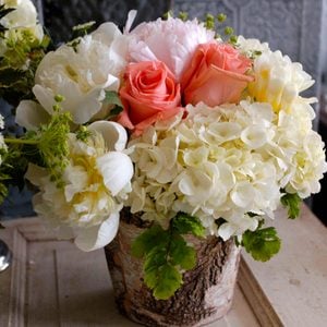 Birch Bark Covered Zinc Planter Vase 5in