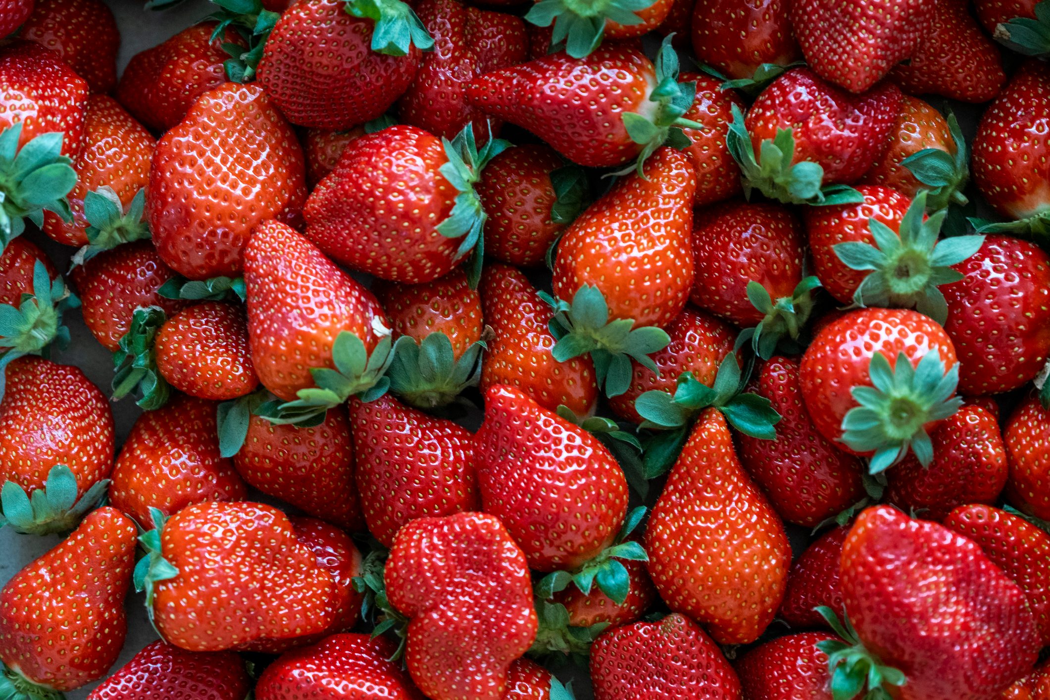 Full Frame of Texture, close up of strawberries