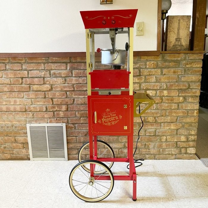 nostalgia Popcorn Machine in a basement