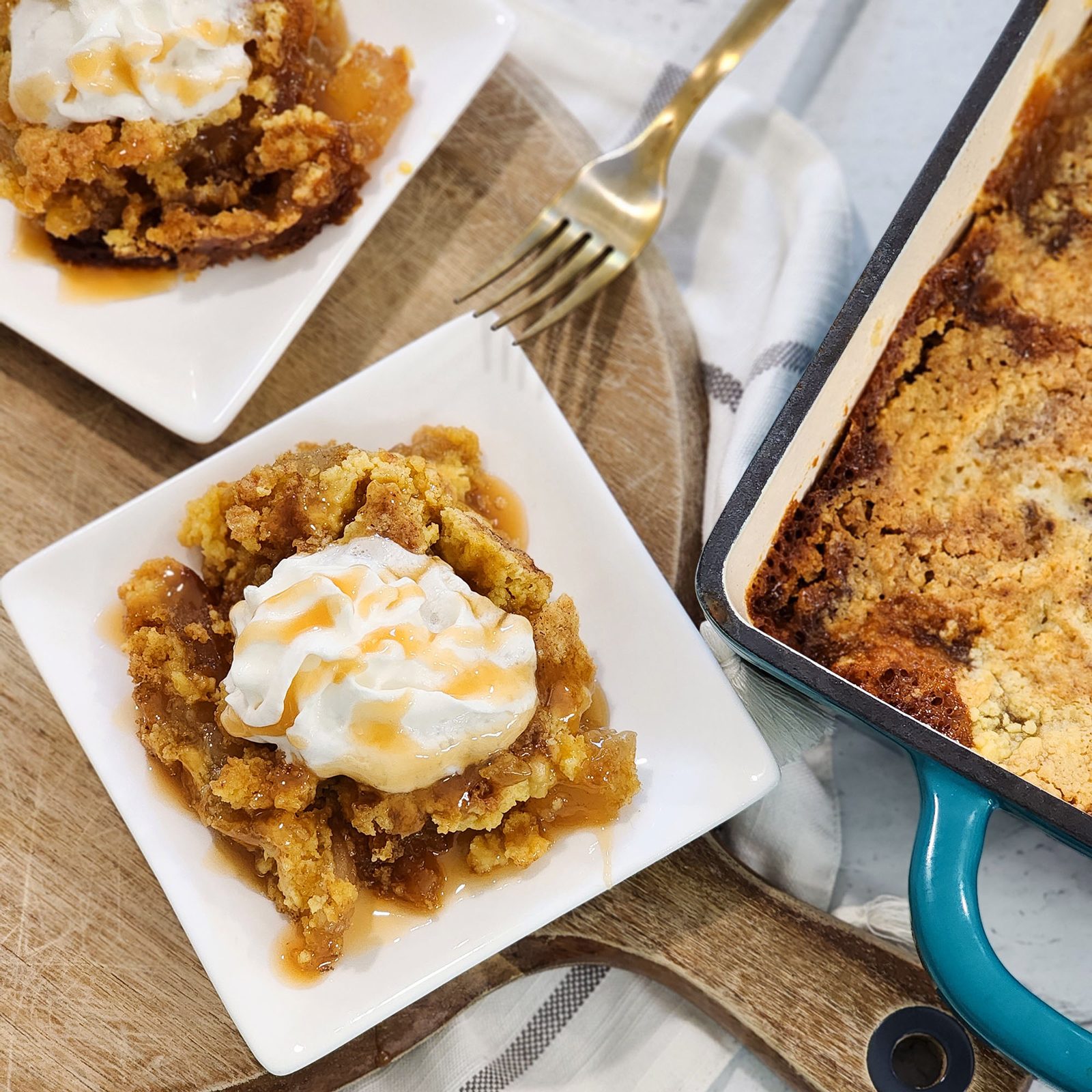 Plate Of Caramel Apple Dump Cake