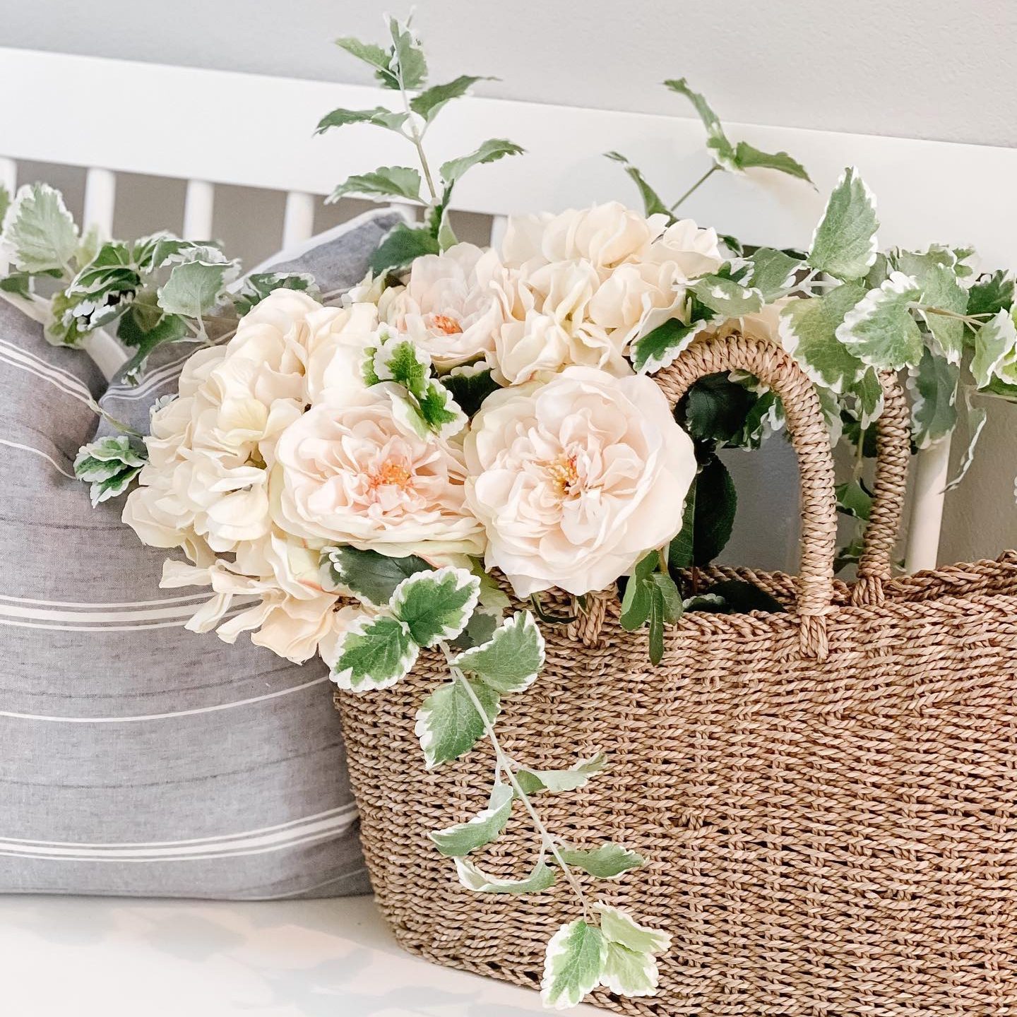 Garden Blooms In A Basket Peonies Via Blossominginteriors Instagram