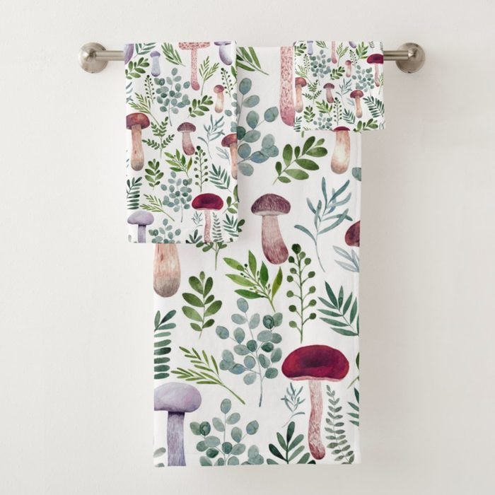 Cozy Watercolor Mushrooms Pattern Bath Towel Ecomm Zazzle.com