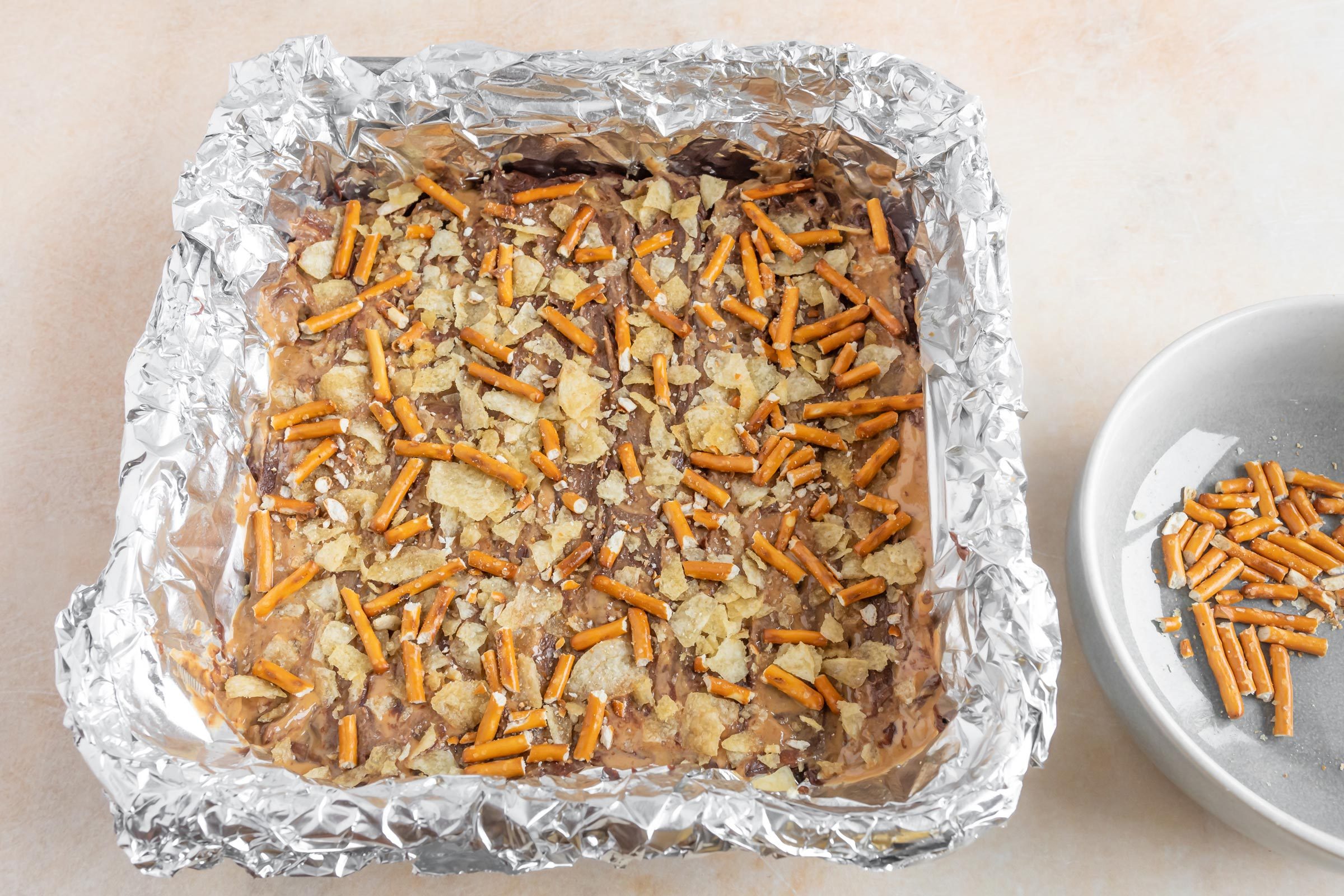 a pan of sweet and salty Pioneer Woman fudge