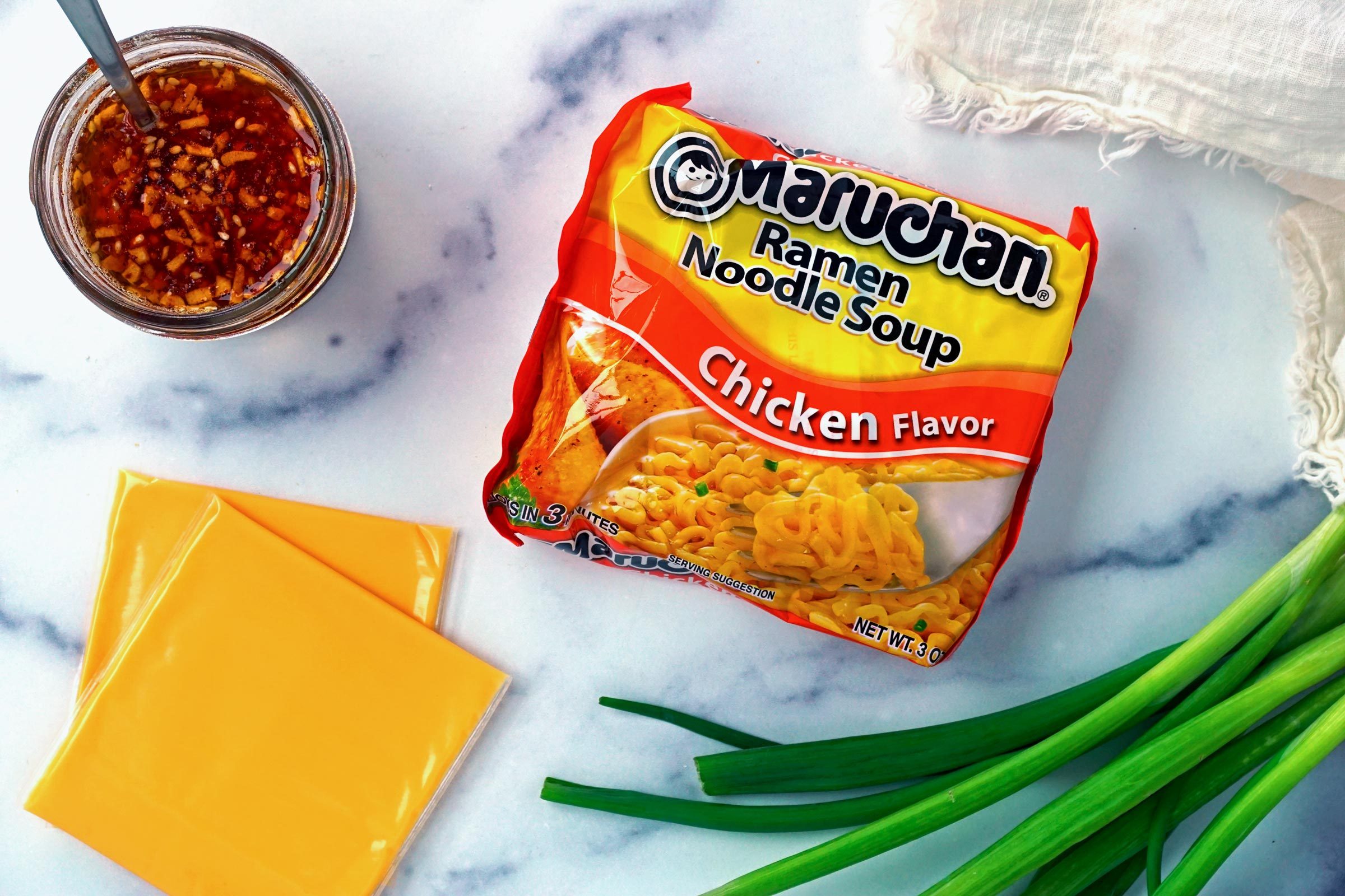 Cheesy Ramen ingredients