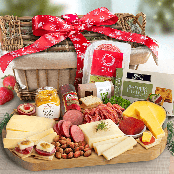 Holiday Meat And Cheese Basket Ecomm Via 1800baskets.com