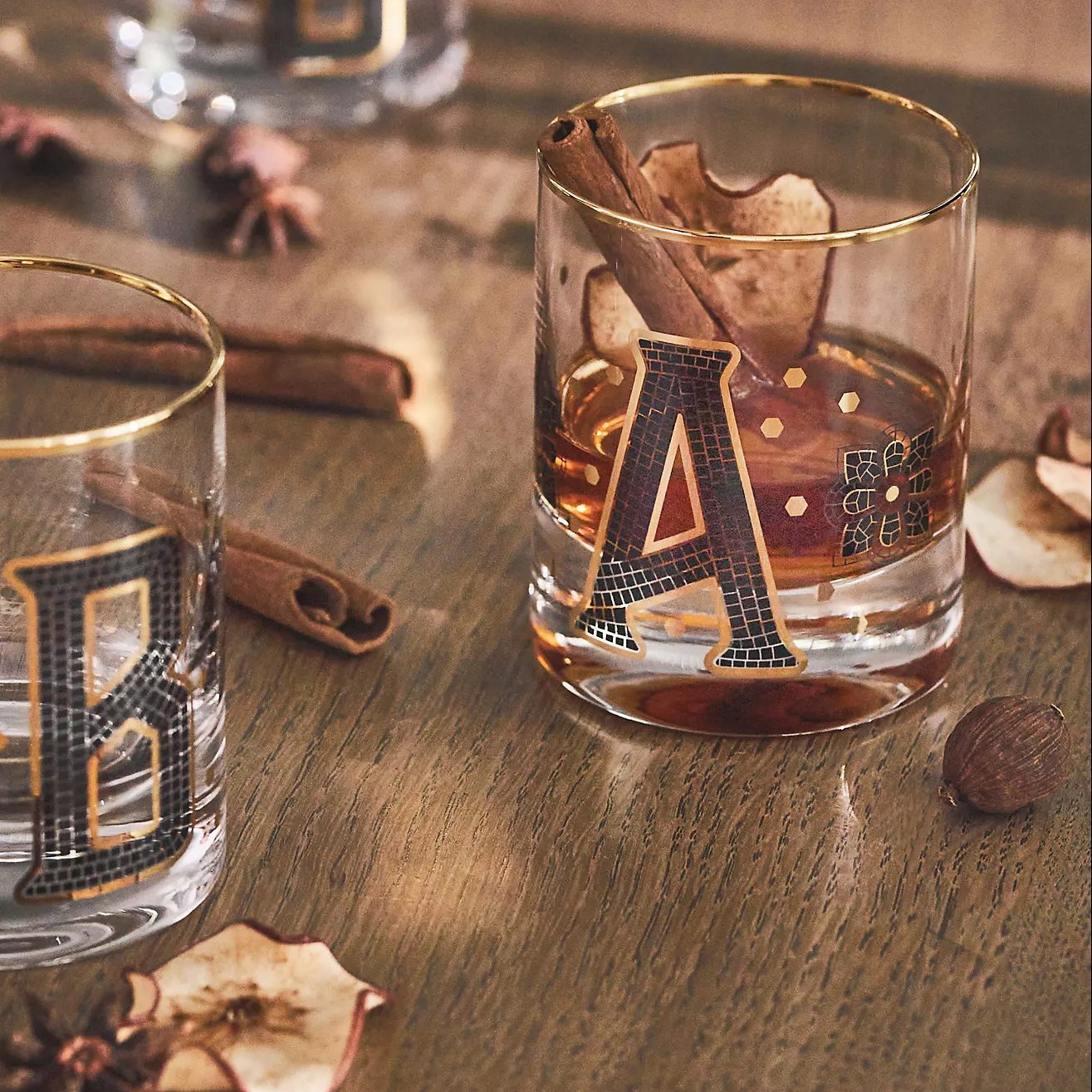 Bistro Tile Monogram Old Fashioned Glass Ecomm Via Anthropologie.com