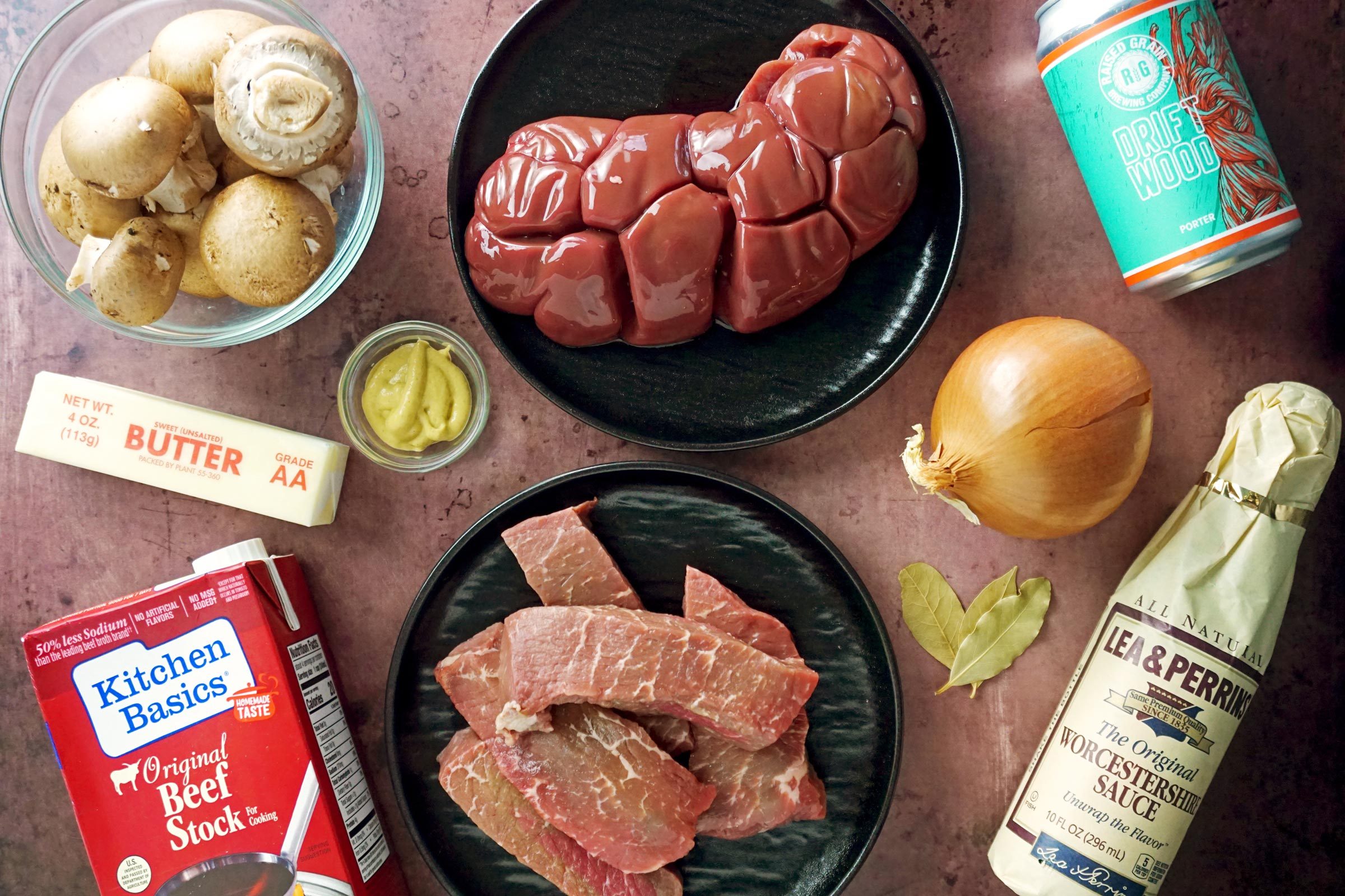 ingredients for steak and kidney pie