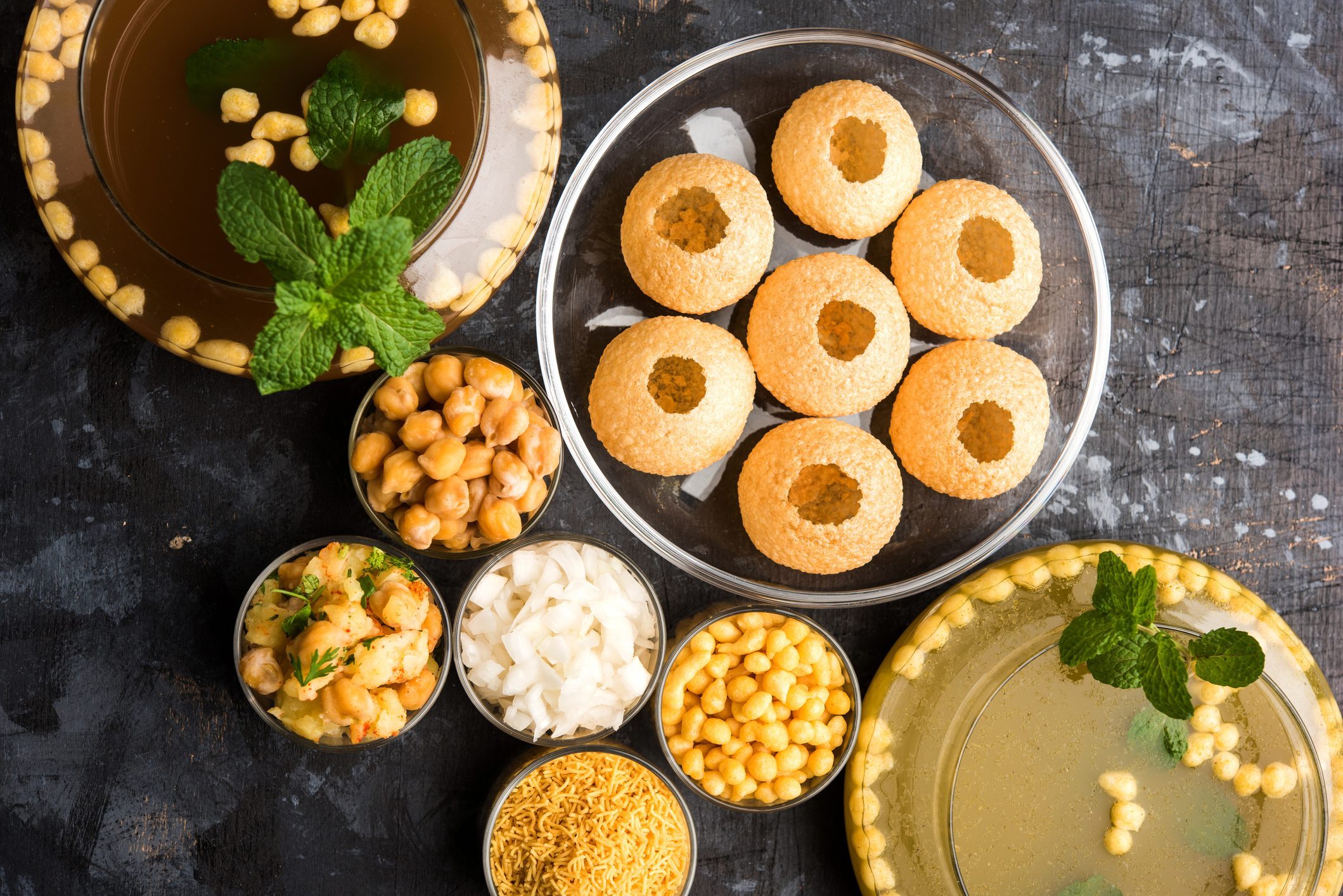 Pani Puri OR Golgappa is a popular Indian Chat menu, selective focus