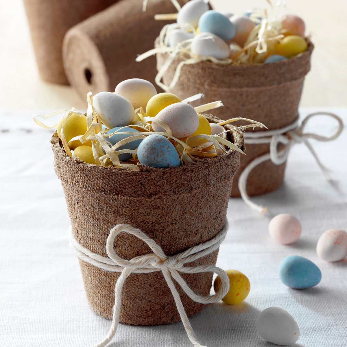 DIY flower pot with easter eggs