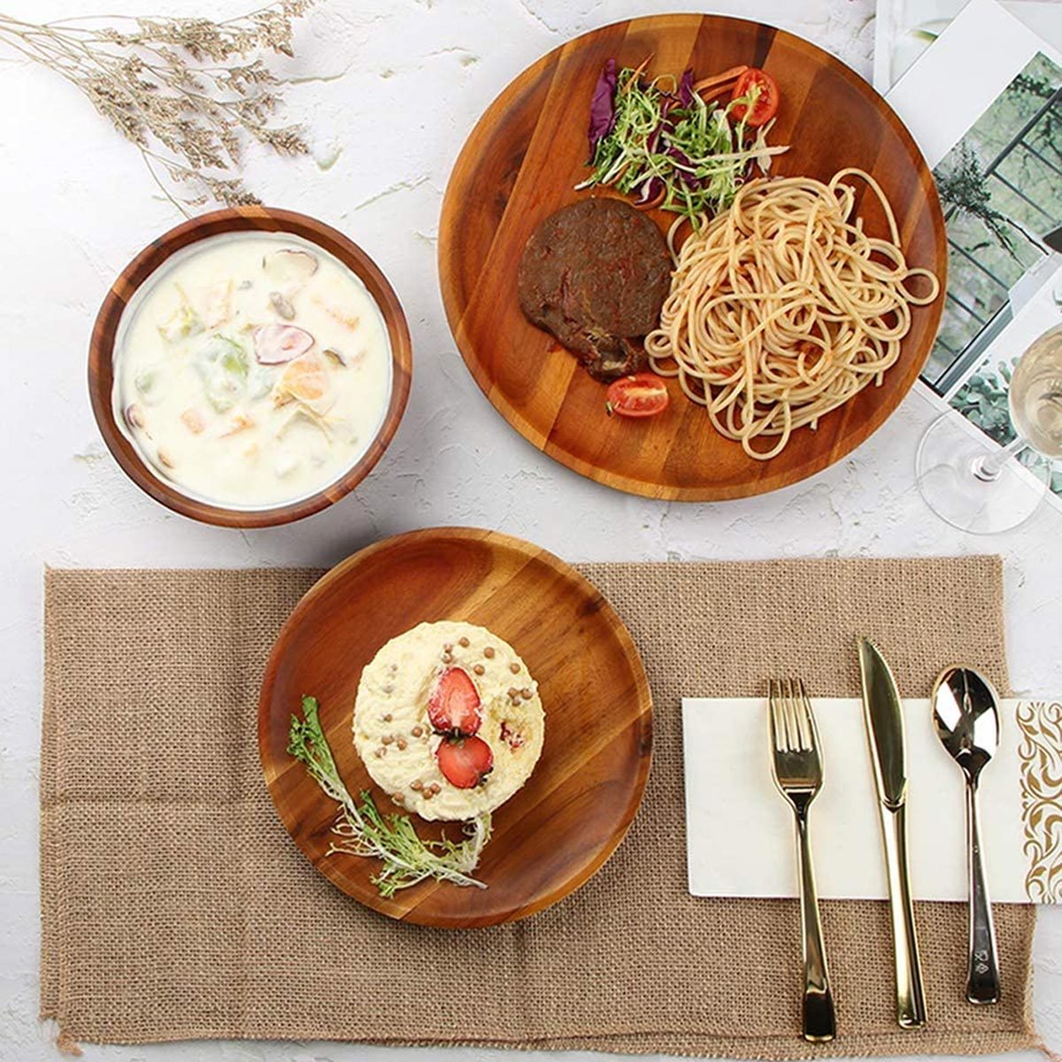 Wood Outdoor Dinnerware Set