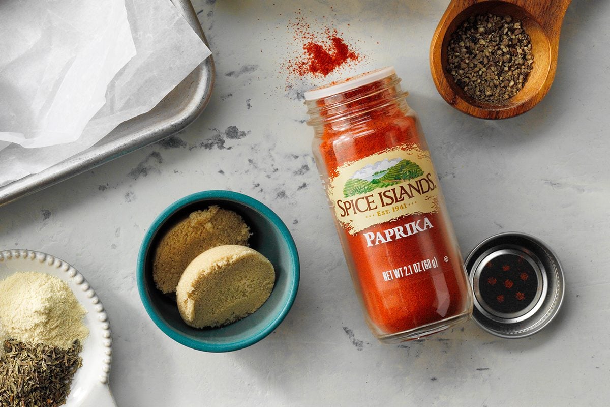 overhead shot of paprika and spices