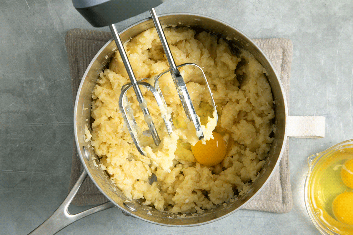 Mix the eggs until the mixture is shiny and smooth