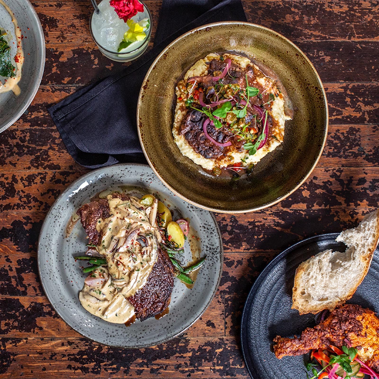 A spread of soul food from Lucille