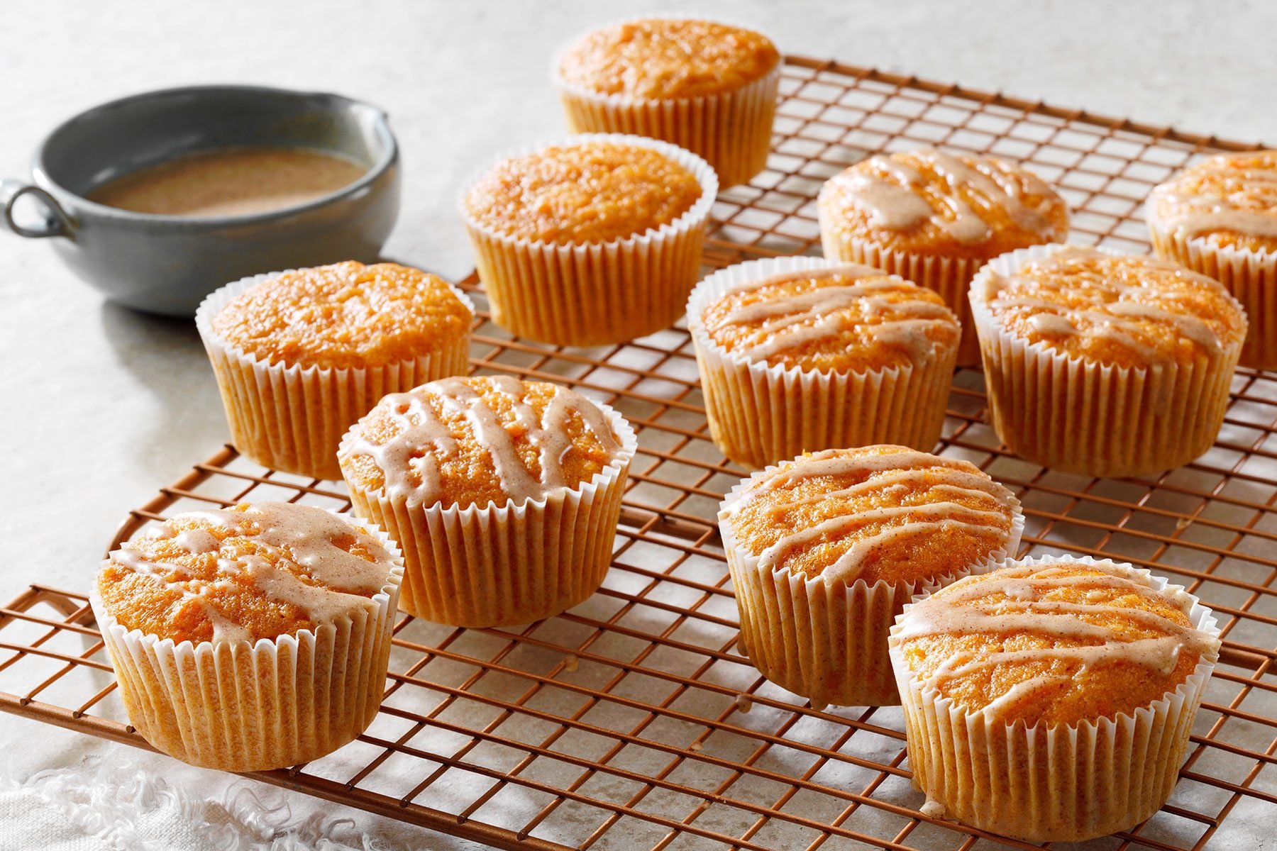 Cinnamon Sweet Potato Muffins on wire rack