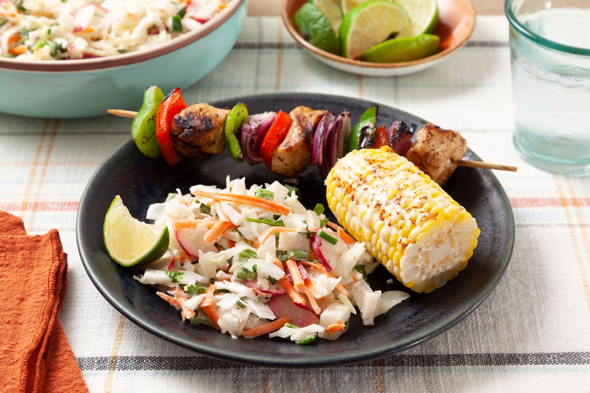Fiesta Coleslaw served with corn and seekh kebab