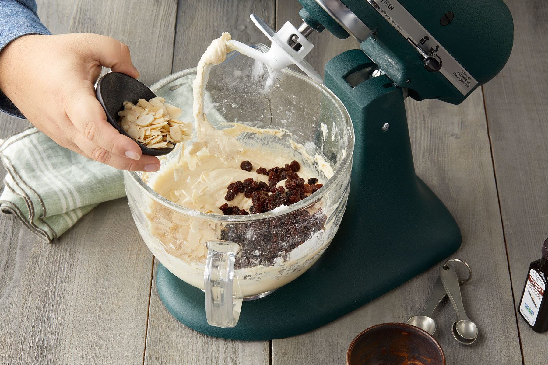 Mixing Berries and Almonds in Dough