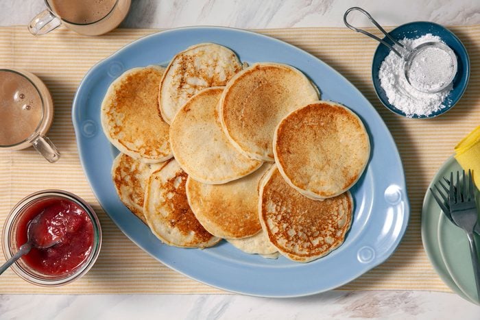 Lemon Ricotta Pancakes with Sauce