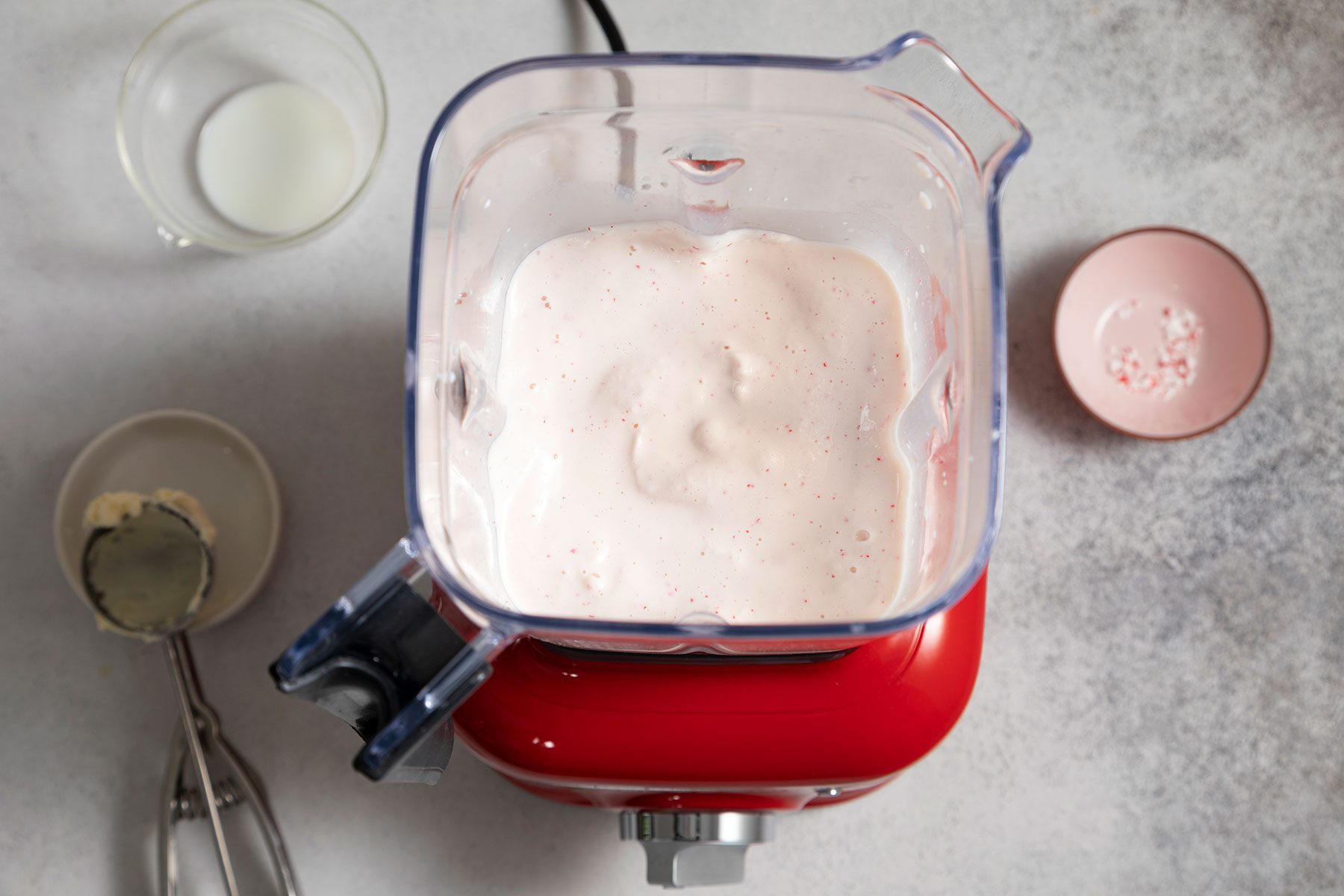 blended drink in blender 