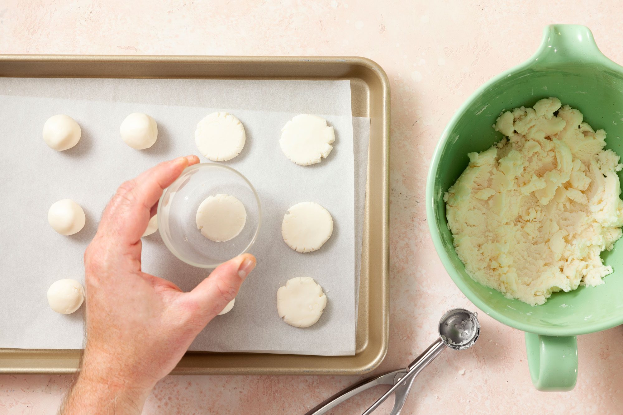 Flatten the dough balls